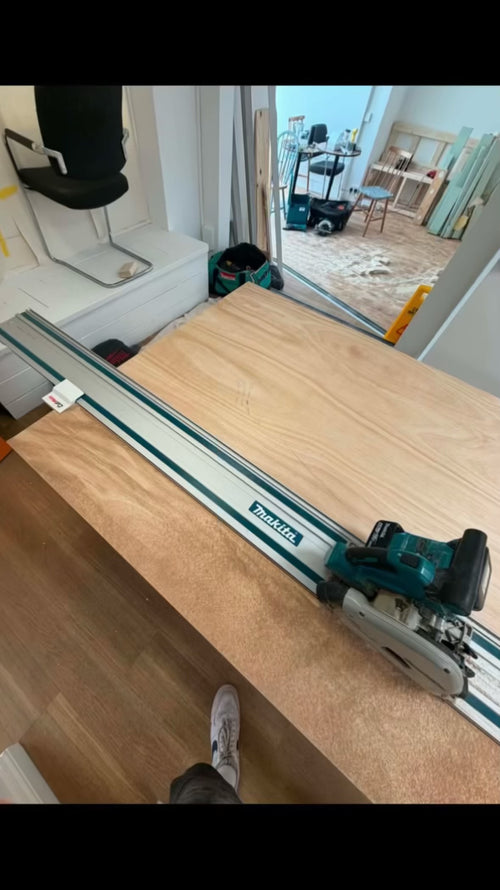 CutMate™ timber support clip attached to track saw rail